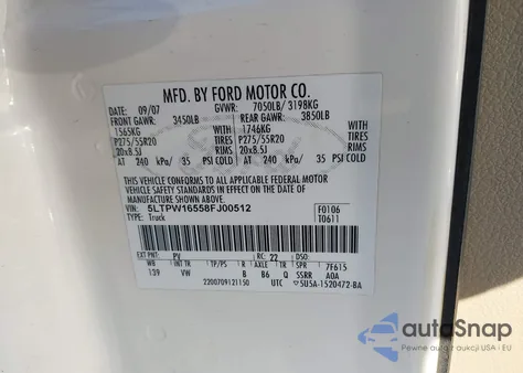 2008 Lincoln Mark Lt z USA, uszkodzony, nr VIN 5LTPW16558FJ00512